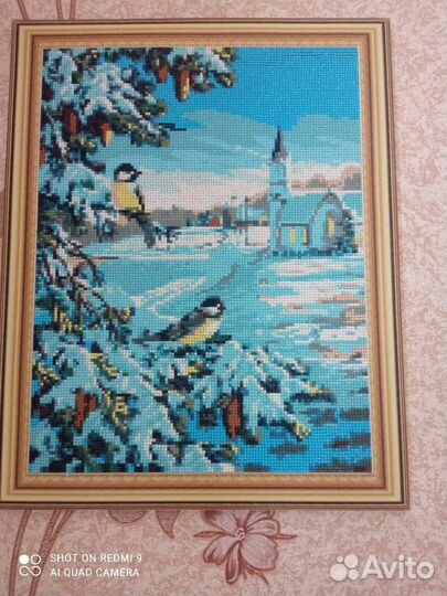 Картина ручной работы, готовая, алмазная мозайка