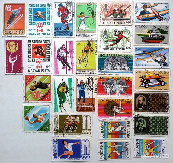 Марки иностранные 99 штук Спорт
