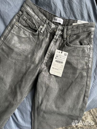 Джинсы zara 32 металлик