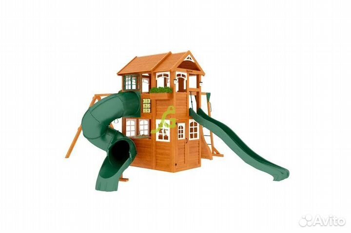 Детская площадка. Домик с трубой и рукоходом Luxe