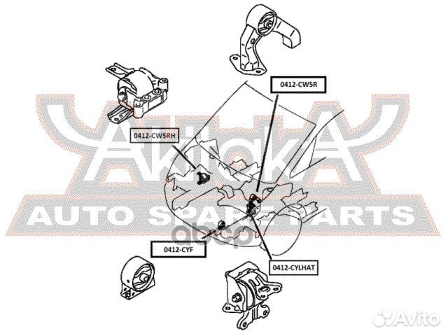 Подушка двигателя CVT/мт лев 0412cylhat asva