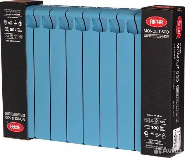 Радиатор биметаллический Rifar Monolit 500 10 секц