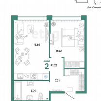 2-к. квартира, 41,2 м², 2/16 эт.