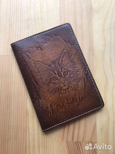 Обложка на паспорт кожа новая котёнок