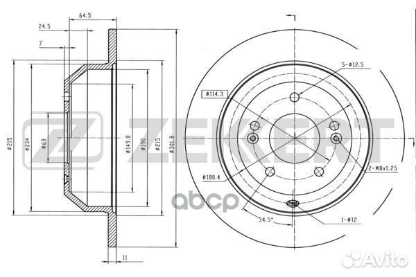 Диск торм. зад. Hyundai Grand Santa Fe 13- San