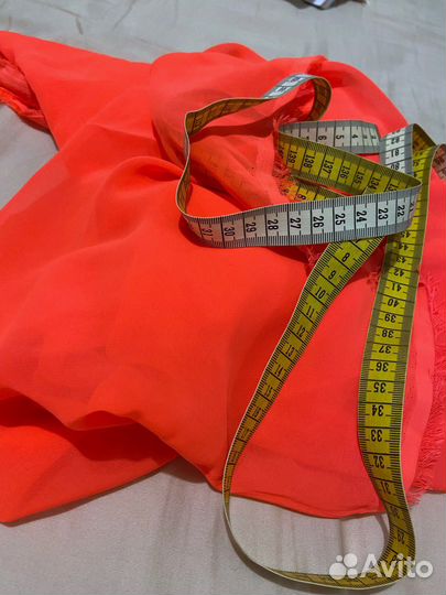 Шифон неоновый красный отрез ткани 2,05