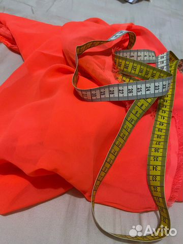 Шифон неоновый красный отрез ткани 2,05