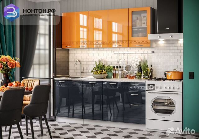 Кухня Классика 1.8 м манго глянец / мускат глянец