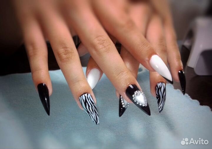 Маникюр с покрытием гель-лаком, наращивание