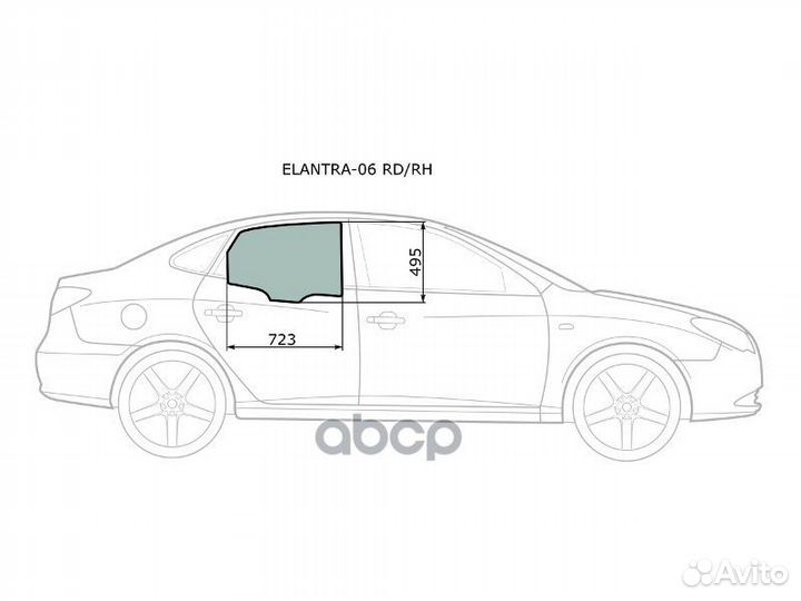 Стекло боковое опускное (Сзади/ Справа/ Цвет зе