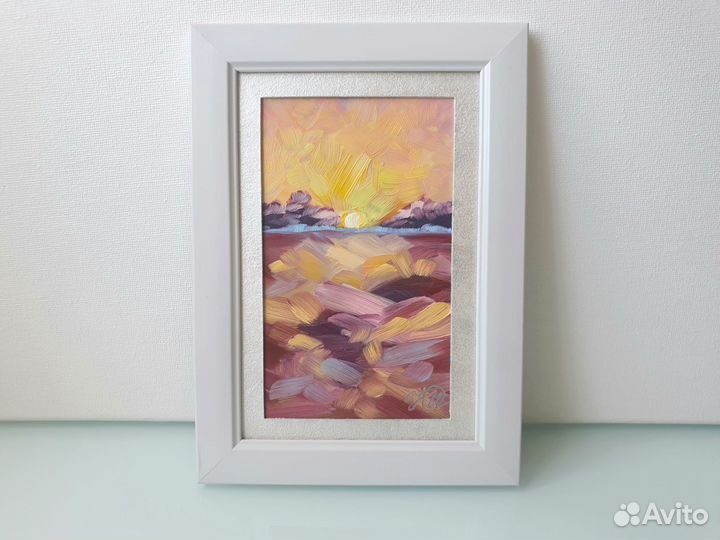 Картина пейзаж Прованс 12,5х17,5см масло в раме