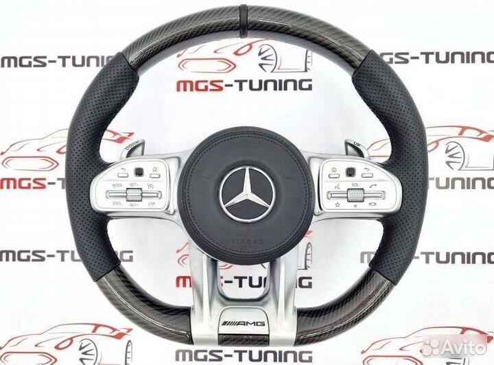 Руль 63 AMG подогрев+подушка Mercedes W205 карбон