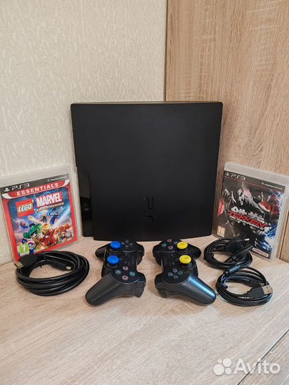 Sony PS3 Slim + 2 геймпада + игры