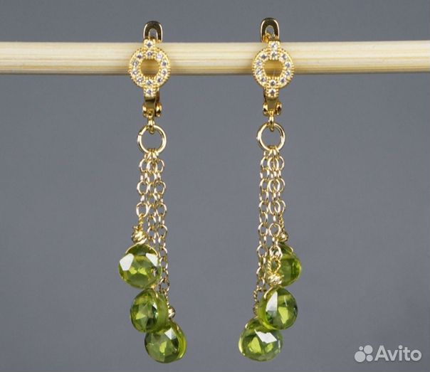 Серьги с хризолитом