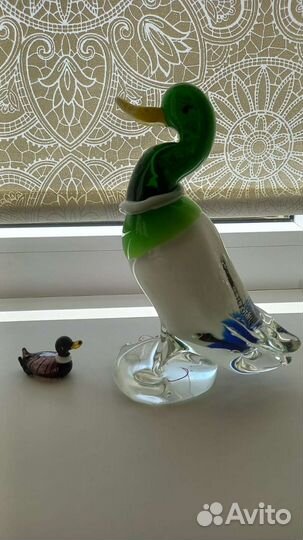 Муранское стекло коллекционная утка с утенком