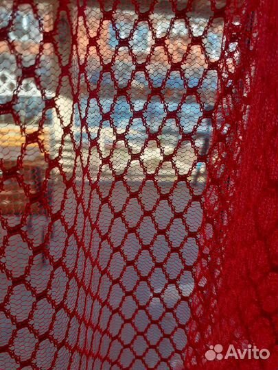 Тюль-сетка красный новый