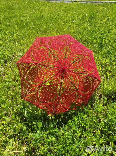 Вязаный ажурный зонтик. Свадебный зонт