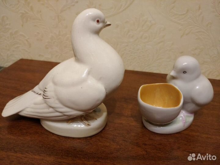 Фарфоровая статуэтка СССР Голубь, Цыпленок
