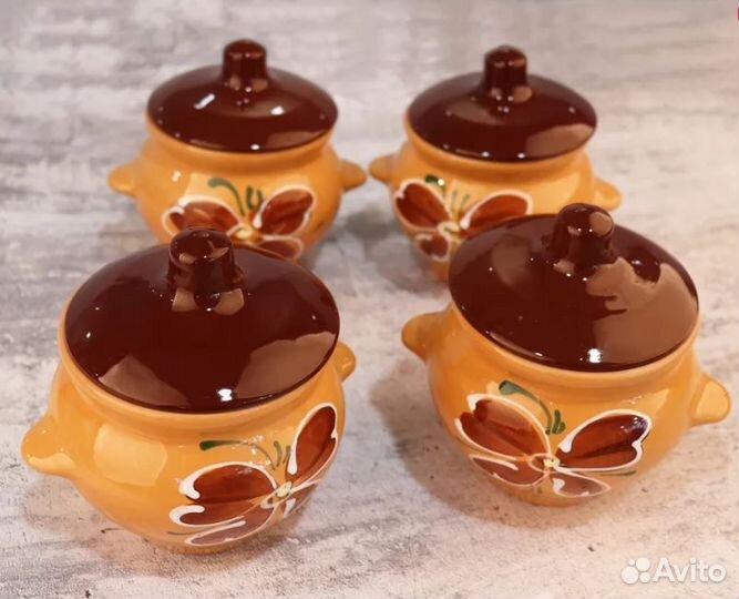Керамические горшки для запекания 6 шт