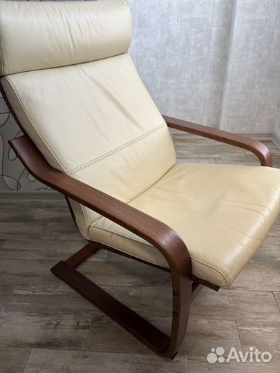 Кресло поэнг IKEA натуральная кожа