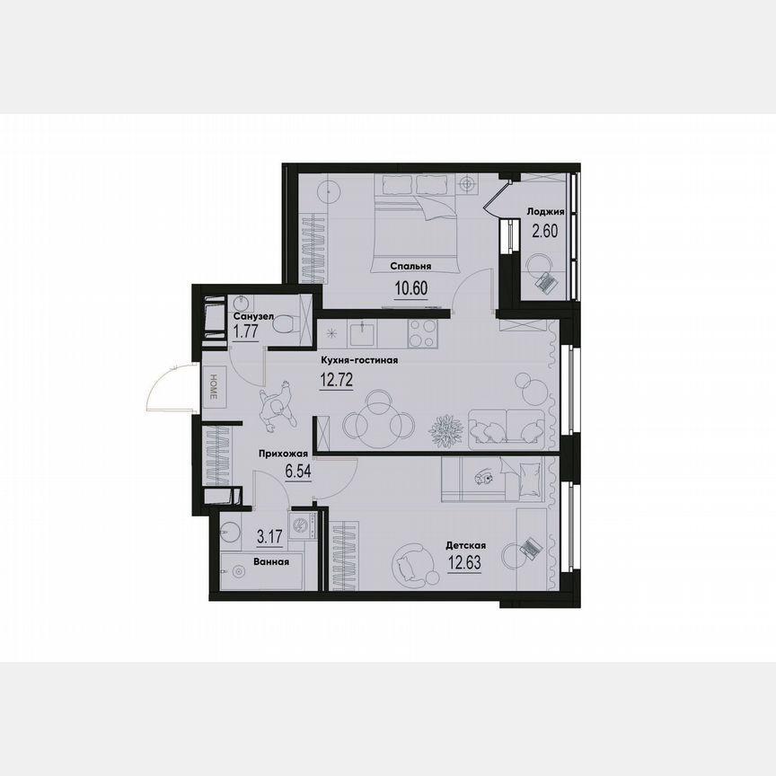 2-к. квартира, 48,7 м², 5/12 эт.