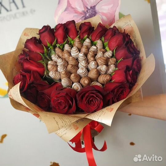 Клубничные букеты, клубника в шоколаде