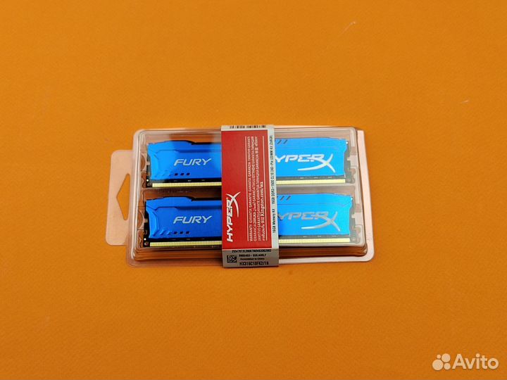 Память ддр3 HyperX Fury 1600 MHz 2*8 Gb dimm blue