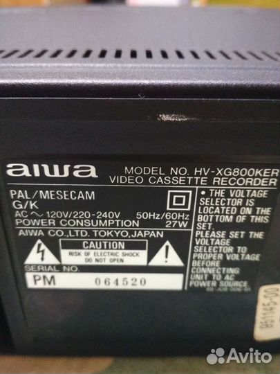 Видеомагнитофон aiwa, япония, бу