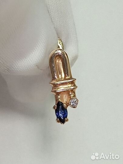 Серьги с природным камнем Золото