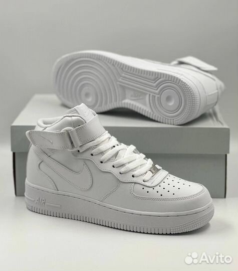 Nike air force 1 high (с мехом) белые зимние