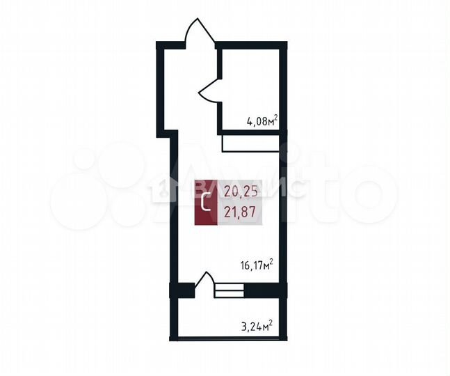 Квартира-студия, 23,5 м², 3/12 эт.