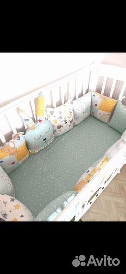 Детская кровать с матрасом и бортиками