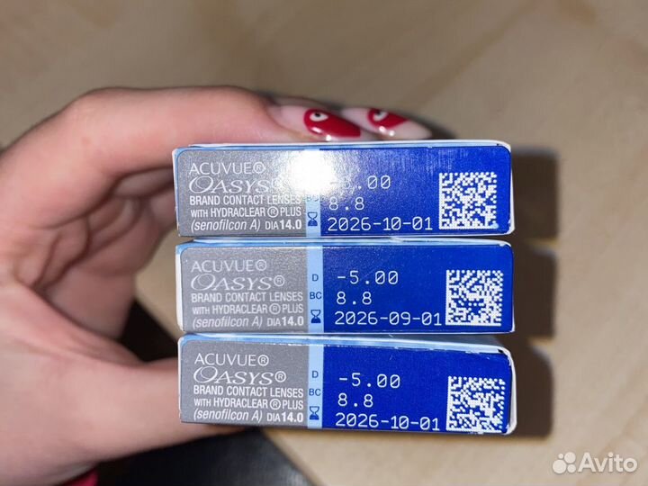 Линзы 2-х недельные, acuvue oasys