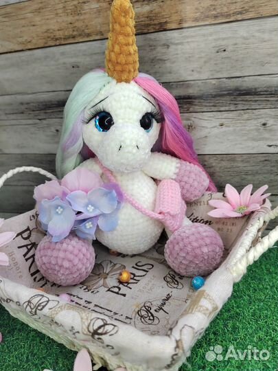 Единорог Мягкая игрушка ручной работы вязанная