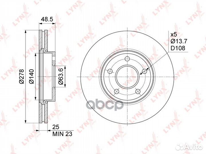Диск тормозной BN-1024 lynxauto