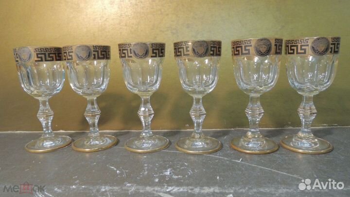Рюмки Чехия Версаче 6 шт.Позолота Родная Коробка