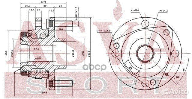 Ступица передняя С датчиком абс chrwh-V200F asva