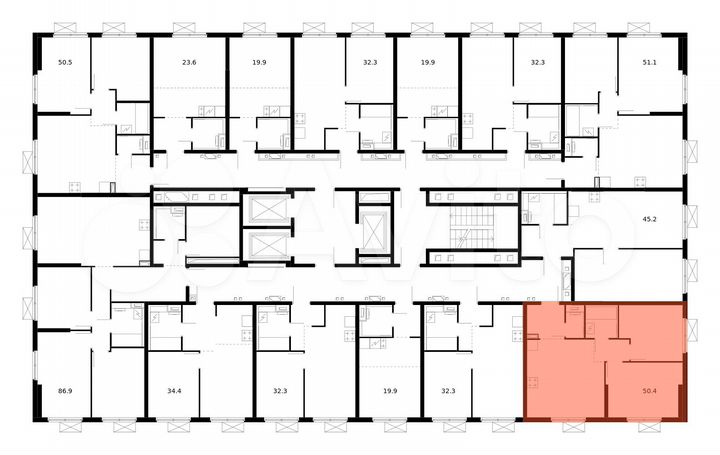 2-к. квартира, 50,4 м², 22/25 эт.
