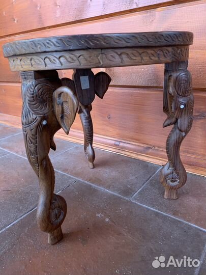 Интерьерный столик со слонами, дерево, Индия