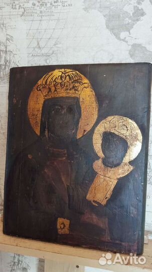 Старинная икона Богородицы Ченстоховкая 43*35