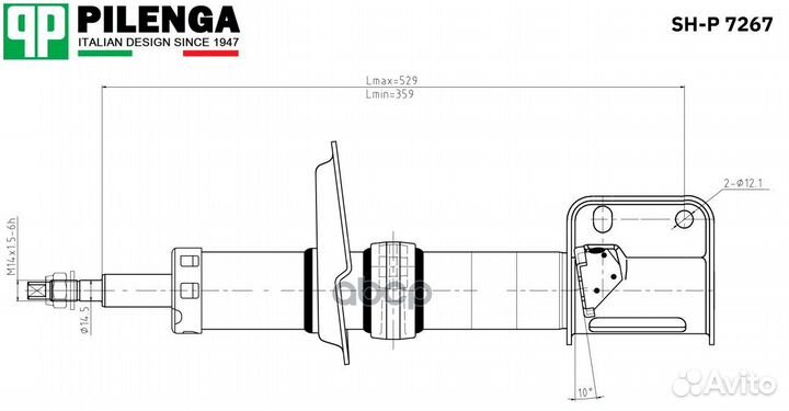 Амортизатор перед лев SH-P 7267 SHP7267 PIL