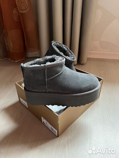 Угги ультрамини на платформе Ugg Platform Grey