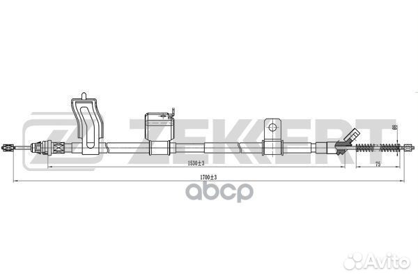 Трос стояночного тормоза левый Nissan Qashqai