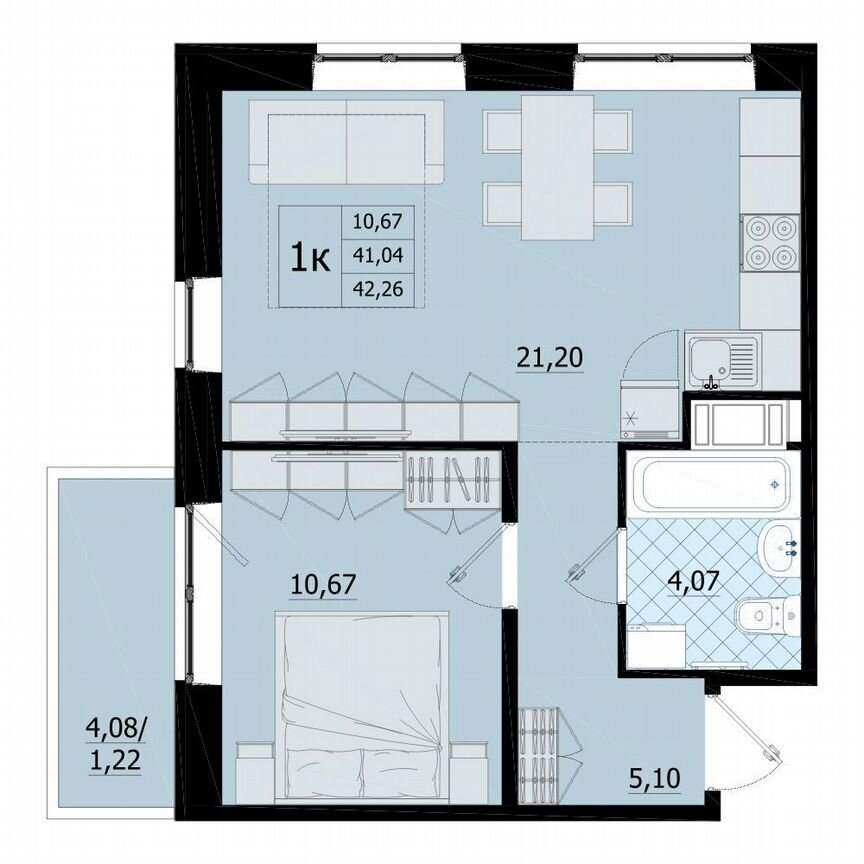 1-к. квартира, 42,3 м², 2/9 эт.