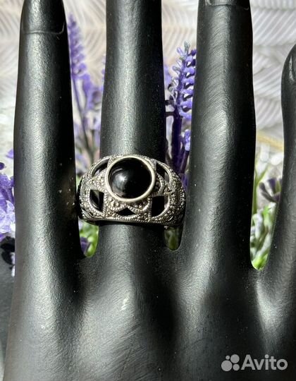 Кольцо марказиты вставка серебро 925 винтаж