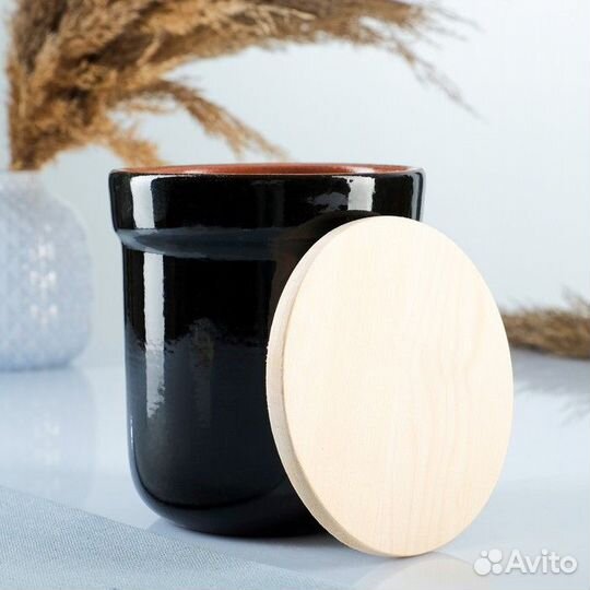 Банка под сыпучие с деревянной крышкой 