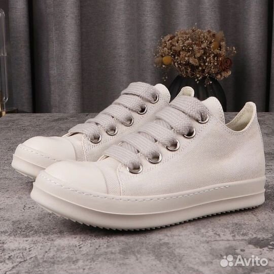 Кеды Rick Owens Jumbo White/Gray Low Sneakers