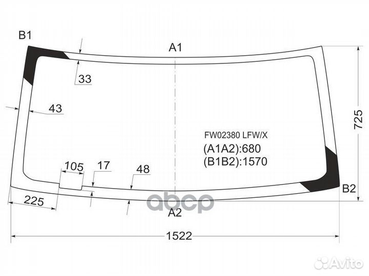 Стекло лобовое honda element 03-11 FW02380 LFW