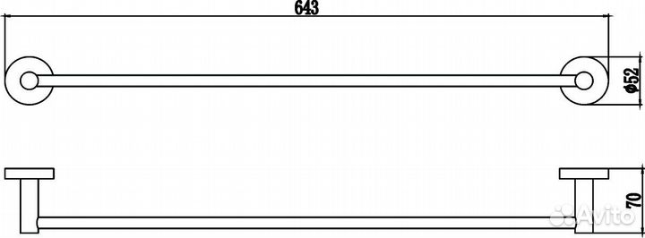 Держатель для полотенец прямой 60 см Savol 87 (S