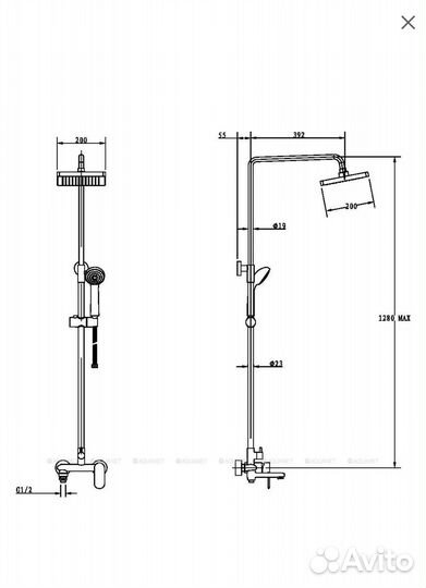 Душевая стойка Bravat Opal F6125183CP-A-RUS